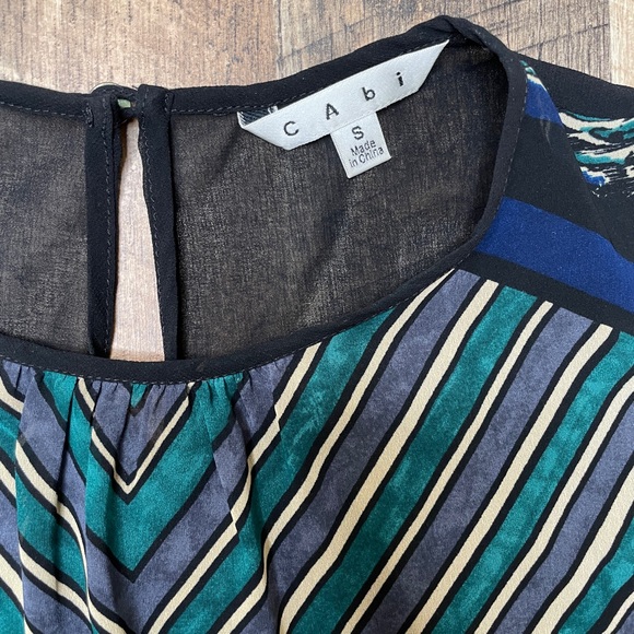 Cabi Sleeveless Blouse Leopard and chevron print Sheer size Small - Picture 5 of 7